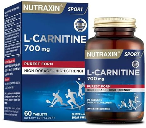 Nutraxin L-Carnitine, 60 Tablets - 1400mg L-carnitine per Serving - Allergen-Free, No Artificial Additives, Non-GMO, Halal Certified, GMP Manufactured - Take One Tablet Twice Daily