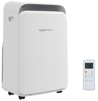 Amazon Basics 3-In-1 Portable Air Conditioner with Remote, Timer, Sleep Mode, Auto Swing, Dehumidifier, 10000 BTU (ASHRAE)/6000 BTU (SACC), Cools Bedroom Up to 450 Sqf, White