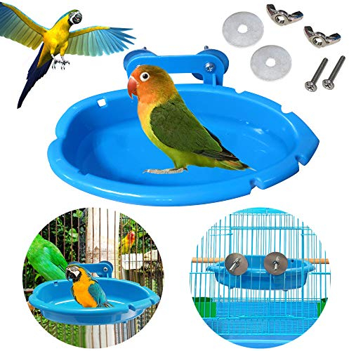 cakefly Bird Bath for Cage Bird Water Bowl Budgie Bath Tub Bird Food Feeder Shower Tray Parrots Bathing Tubs Budgie Toys Accessories for Small Birds Parakeet Canary Lovebirds Finch (Bath Tub)