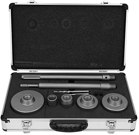 Ejoyous Lot de 9 Scie Cloche Beton, Couronne Scie Trépan avec Adaptateur SDS, 30mm 40mm 65mm 80mm 100mm Carotteuse à Sec Couronne de forage, pour Perceuse à Percussion Résistant