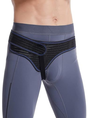 HEERTEEAJ Cinturón de hernia para hombres y mujeres, lado izquierdo o derecho, soporte para el dolor inguinal, correa de cintura ajustable y cómoda, protector de hernia