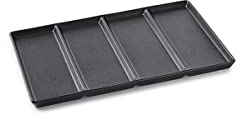 Betty Bossi Servierplatte mit Vier Unterteilungen zum Anrichten und Präsentieren - hochwertiger Porzellanteller rechteckig für Buffets, Grillabende oder Raclette-Events, Fondue Teller schwarz