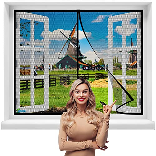 Moustiquaire sur Mesure de Fenêtre, 115 x 145 cm Moustiquaire Baie VitréE Anti Insecte Mouche Moustique Fermeture Automatique pour Couloirs Portes Patio【Noir】