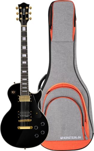 Rocktile Pro L-200BK Deluxe E-Gitarre Black Gigbag Set - Rocktile Pro-Series - Korpus: Mahagoni - Griffbrett/Hals: Palisander/Ahorn - 2x Humbucker - einmal mit EMG-HZ - inklusive Gigbag - Black
