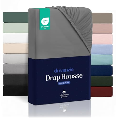 Dreamzie Sabanas 135 x 190 – Bonete 35 cm – Microfibra Suave – para Colchones Gruesos – Certificado Oeko-Tex – Antracita