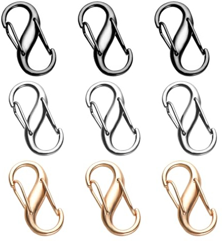 COMNICO Zipper Lock Clips, 9 PCS Alloy Double Opening Theft Deterrent Zipper Pull Replacement, Broken Zipper Fix Repair Slider Backpack Carabiner Clip