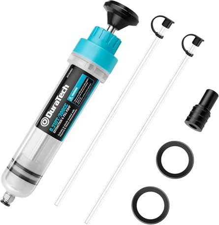 DURATECH Seringue a Huile 200mL, Pompe Vidange Huile Moteur, Seringue a Huile Boite Vitesse avec Tuyau, Aspiration et Remplissage Manuels de Carburant et Liquide