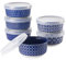 DOWAN Dipschalen aus Porzellan, 176 ml Dessertschalen Set 6er mit Deckel - Stapelbare Schüssel für Sauce, Snack, Dessert, Tapas, Creme Brulee Schälchen Blau und weiß, Spülmaschinen- & Mikrowellenfest