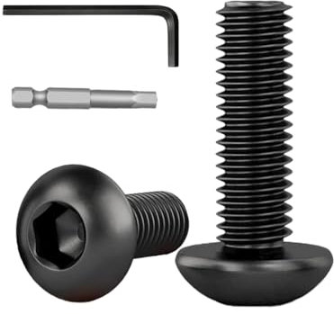 Dayalo Lot de 25 vis M5 x 20 mm à tête bombée M5 à six pans creux, en acier inoxydable A2 V2A, oxyde noir, filetage complet, avec clés à six pans creux et embout