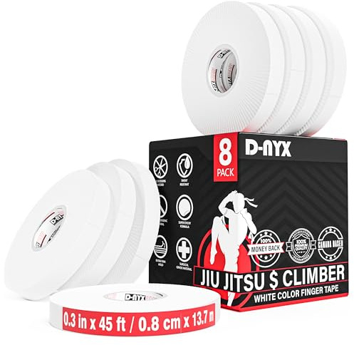 Finger Tape Athletic Sports Wrap, Black or White 0.3 inch or 1.5 inch Rock Climbing BJJ Jiu Jitsu MMA Grappling Martial Arts Volleyball Weight Training Wrestling Hand Tape (White, 0.3 inch)