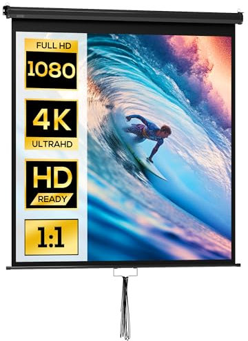 HOMCOM Schermo di proiezione da 85 pollici, schermo per videoproiettore, per home cinema, 1:1 4K HD, montaggio a parete o a soffitto, 162,5 x 8 x 162 cm, nero