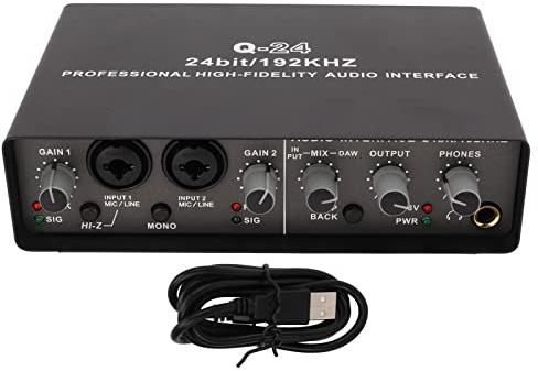 BAFOVY USB Live-ljudkort, Metalldesign, Dubbel Mikrofoningång, 192Khz Högupplöst Ljud för Livestreaming, IOS-kompatibel