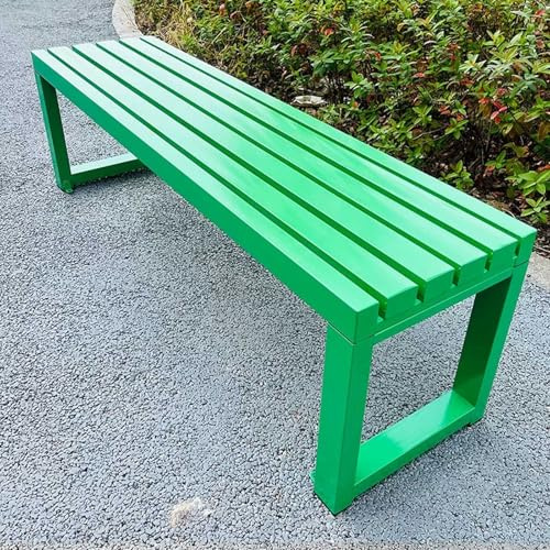 Genérico Banco Jardin Exterior 2-3 Plazas, Banqueta Metal Sin Respaldo, Asiento Exterior Terraza Vestuario, Bancos Parque Muebles Metálica Impermeable, 100/120/150/180cm(Verde,120cm)