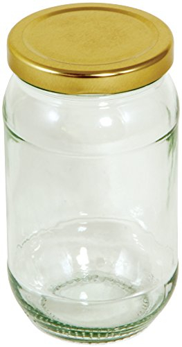 Tala Round Glass Preserving Jar with Gold Screw Lid 900ml / 32oz, Pickling, Jam, Chutney & Food Storage Jar, Reusable, Airtight & Dishwasher Safe