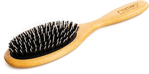 REMOS Haarbürste aus Buchenholz mit 100% Wildschweinborste & Frisierpin breit