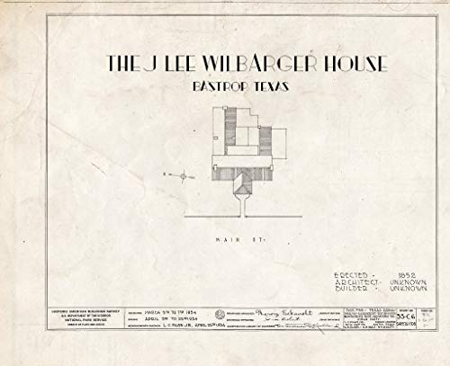 Historic Pictoric : Blueprint HABS TEX,11-Bast,2- (Sheet 0 of 5) - Wilbarger House, 1403 North Main Street, Bastrop, Bastrop County, TX 24in x 18in