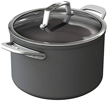 Ninja Foodi ZEROSTICK Casserole de 22cm avec Couvercle en Verre, Durable, Antiadhésive, Alu Anodisé, Induction, Va au Lave-Vaisselle et au Four, Poignée en Inox, Gris C30422EU