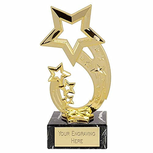 TROPHIESPLUSMEDALS Personalised Rising Star Trophy - Gold, Free Engraving | 17.5cm | Work, Sports, School & Games Achievement Award