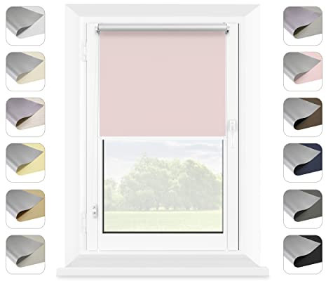 Thermo Rollos für Fenster - Modische Pastellfarbe Rollo - Stilvolle Thermo Jalousie - Fensterrollo Innen - Schnelle Selbstmontage (Rosa,40x150 cm (Stoffbreite: 36))