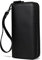 LUUFAN Echtes Leder Lange Brieftasche große Kapazität Double Zipper um Geldbörse Clutch Bag Handtasche Münze Beutel Bargeld Kreditkarten Handy-Halter, schwarz