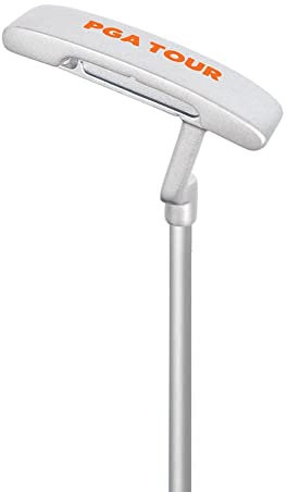 PGA Tour By Golfgen Putter; Junior Golf Club for Player Height Over 5’2”; Graphite Shaft, Perimeter Weighted Head, Rubber Grip; Officially Licensed PGA Tour Product; Putter for Juniors