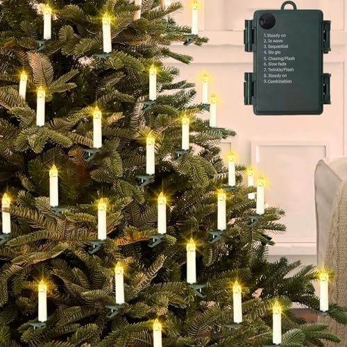 20Ft 30LED Battery Operated Candle String Lights for Christmas Tree