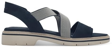 Tamaris Damen Sandaletten, Frauen Sandalen,Sommersandalen,bequem,flach,Sommerschuhe,Freizeitschuhe,offene Schuhe,Strandschuhe,Navy,41 EU