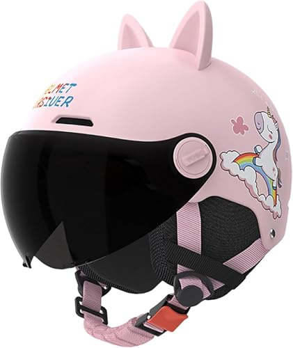 Moto Estivo Mezza Gioventù Casco Jet Retrò per Scooter Cruiser Ciclomotore, Personalità DOT Approvato per Bambini 3-12 Anni Ragazzi Ragazze G, 52~56cm