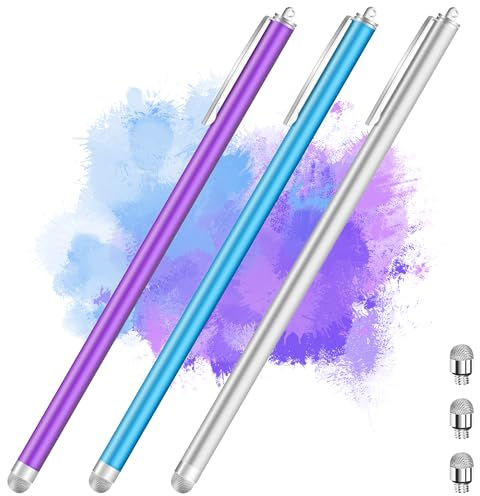 iMoebel Tablet Stift 3 Pack Faserspitze Touchscreen Stifte Verlängert 18,5CM mit Clip, Universal Passiv Stylus Touch Pen kompatibel mit kapazitiven Touchscreens Handys Tablets