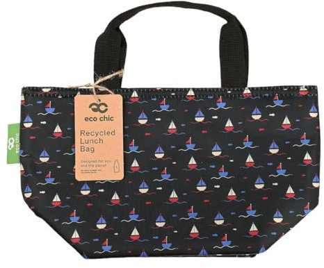 ECO CHIC Lightweight Foldable Insulated Lunch Bag Water Resistant Cooler Bag (Yachts Navy)