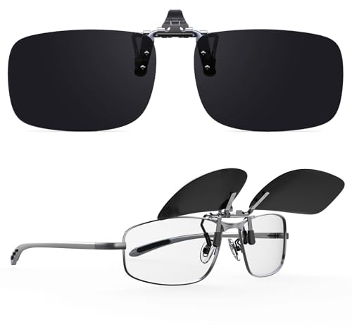Goiteia Polarized Flip up Clip on Sunglasses over Prescription Glasses for Men Women,Lightweight,Anti-Glare, UV400 Protection
