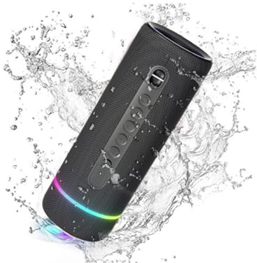 Decibelvibe Tnz Sleek 8 – bärbar Bluetooth-högtalare, IP66 vattentät högtalare med 30 W kraftfullt ljud, djup bas, Bluetooth 5.3, 25H speltid, TWS-parning, RGB-lampor, för hem, utomhus. Svart: