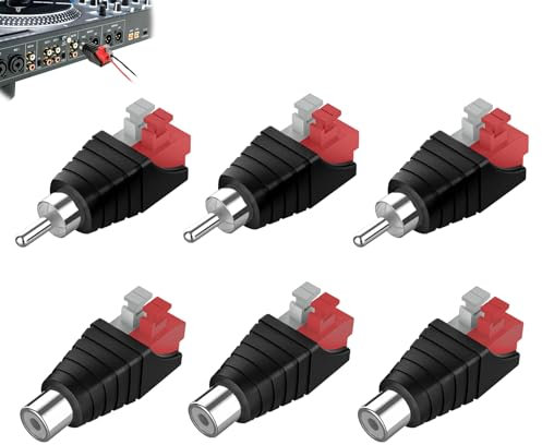 DONOONIS 6 Pezzi Spina RCA, Spina RAC E Presa Per Terminale A Vite AV, Spina RCA, Spina RCA, Adattatore RCA, Adattatore RCA, Spina RCA Avvitabile Senza Saldatura, Spina Altoparlante