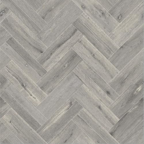 VINYL FLOORING UK 109M Mayfair Grey Wood Effect Anti-Slip Vinyl Flooring For Kitchen, Bathroom, 2.3mm Thick Foam Backed Vinyl Sheet-2m(6'6) X 2m(6'6)-4m²