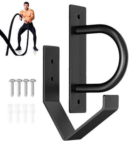 Soporte de pared para cuerda de combate | Soporte de cuerda de ejercicio de acero resistente | Gancho de entrenamiento, soporte versátil sólido para gimnasio en casa o gimnasio comercial