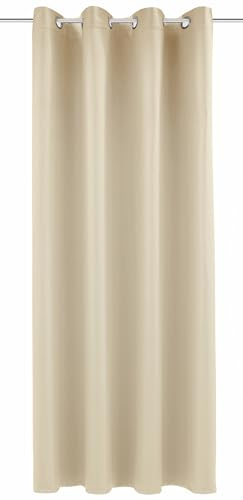 Sehlbach Tenda pronta per l'uso con occhielli, Dimout uni, Beige, 140 x 245 cm, A risparmio energetico in inverno, Termoresistente in estate, Opaca, Certificazione Oeko-Tex, Facile da montare