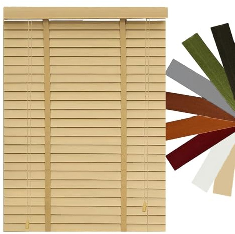 Persianas Venecianas de Madera, Personalizable 50 mm Láminas Horizontales Oscurecedoras Estores, Ancho 30-180 cm, Alto 60-260 cm, Cortinas Venecianas para Interiores/Exterior(Oak)