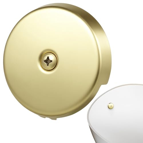 LABRIMP Tapa de Rebosadero para Bañera de Acero Inoxidable Placa Frontal de Desagüe Orificio en Color Dorado Accesorio Resistente y Compatible para Control de Desbordamiento en Baños