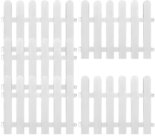 SMELEYOU Valla de estacas Blanca de 5 Piezas, Elegante Valla de estacas de plástico Blanco, Insertos de setos, Borde Protector Decorativo para césped para Jardines, paisajismo, Granjas, 50 x 40 cm