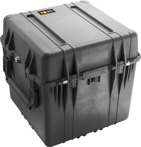 PELI 0350 djup kubformad skyddsväska med extra stora handtag, IP67-vattentät, 131 liters kapacitet, tillverkad i USA, inget skum, svart