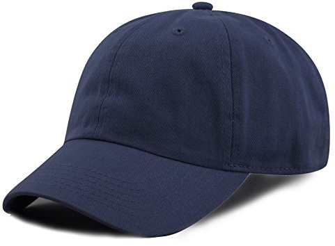 The Hat Depot Kids Washed Low Profile Cotton and Denim Plain Baseball Cap Hat (2-5 yrs, Navy)
