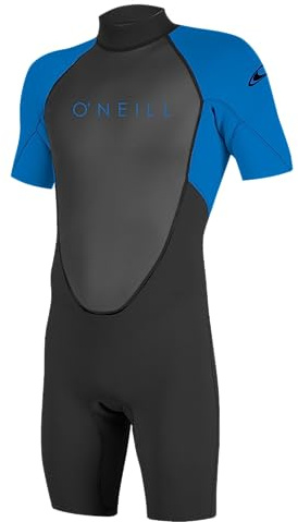 O'Neill Unisex Child Youth Reactor-2 2MM Back Zip S/S Spring Wetsuits, Black/Ocean, 8 Big Kids US