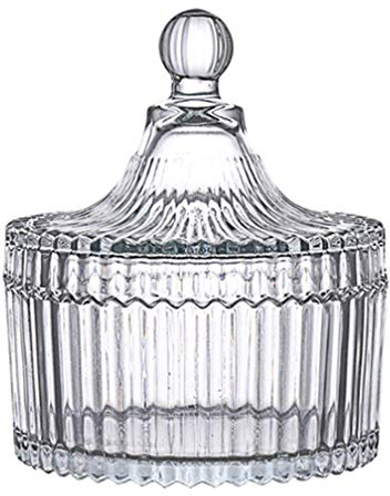 1 plato de cristal con forma de tienda de campaña de 300 ml con tapa, tarro de galletas y azúcar, recipiente de almacenamiento para bufé, decoración de escritorio en casa, oficina