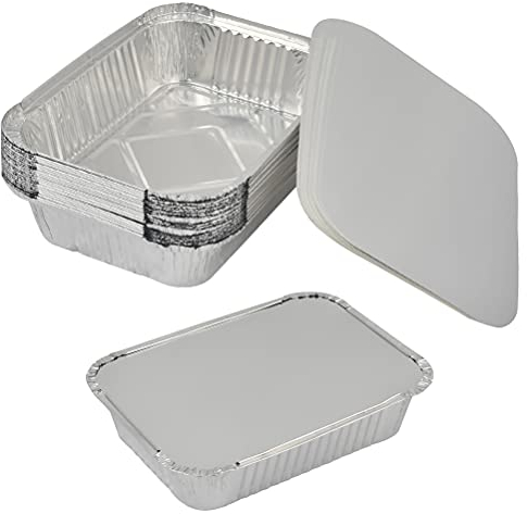 N/A 20 Stück Große Aluschalen 1900 ml Alu-Tropfschalen Aluschalen mit Deckel 26 × 19cm,Aluminium Tropfschalen Groß Rechteckig Aluschalen,Hitzebeständig Fettauffangschale passend für Grillschalen