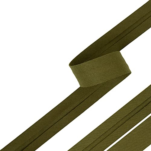 Bias Binding Tape for Sewing, Bias Tape, Bunting Tape, 20mm Single Fold, 100% Cotton, 30 Colours (Khaki)