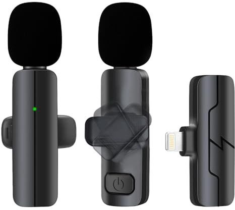 Microphone de Lavalier sans Fil pour iPhone/iPad - Mini Micro Pro à clip pour L'Enregistrement Vidéo - Double Micro avec Synchronisation Automatique pour YouTube /Vlogging/Interviews - Plug and Play
