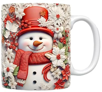 Eteslot Tazza Natalizia in Ceramica, Tazza da caffè con Pupazzo di Neve, Tazza da Babbo Natale, Tazza da Bere Natalizia, Decorazione Natalizia per la casa, Regali