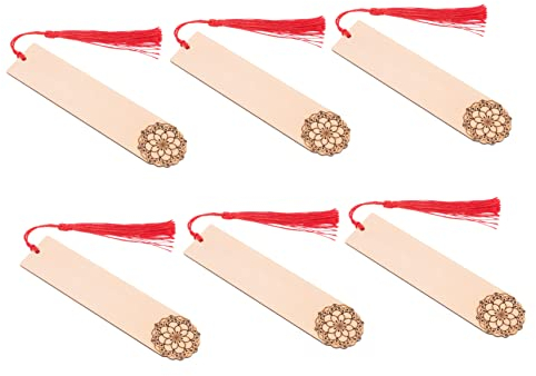 STOBOK 1 6stk Leeres Hölzernes Lesezeichen Bastel-lesezeichen Rote Geschenke Lesezeichen Mit Roten Quasten Seitenmarkierung Blattwender Buch Geschenke Mahagoni- Material Student Holz