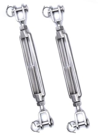 2Pcs 316 Stainless steel turnbuckle rigging screw jaw open body M5 M6 M8 tension adjuster A4 marine grade (M6)