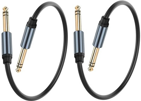 JSADZKJ 1/4 inch TRS Stereo Cable 6.35mm Male to 6.35mm Male TRS Stereo Audio Cable 0.98FT 1/4 Instrument Stereo Aux Jack Adapter Cable for Guitar Bass Amplifier 2pcs